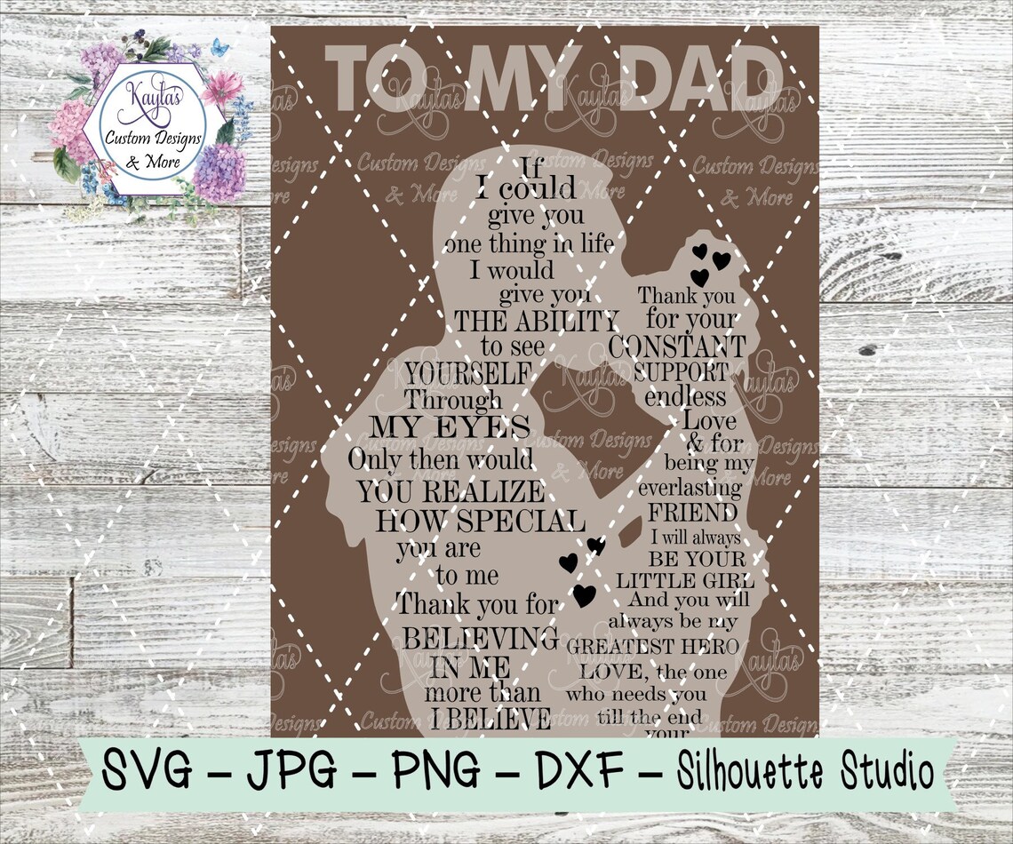 To My Dad Step Dad Sign Girl Version Adoption Sign SVG Etsy