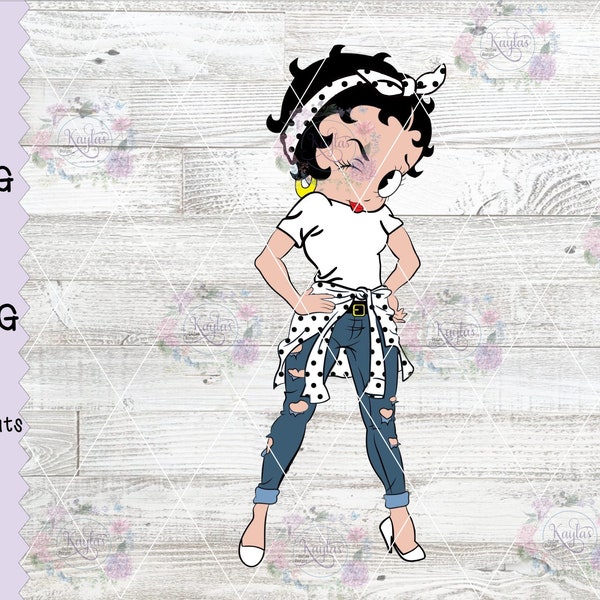 Betty Boop Black, PNG, JPG, Sublimation, Waterslide, Digital Files, Cricut and Silhouette, Cute Betty Boop, Sassy Betty Boop