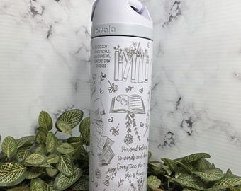 Engraved Owala Book Lover Tumbler Floral Reading Gift, Water Cup Reader Gift for Her