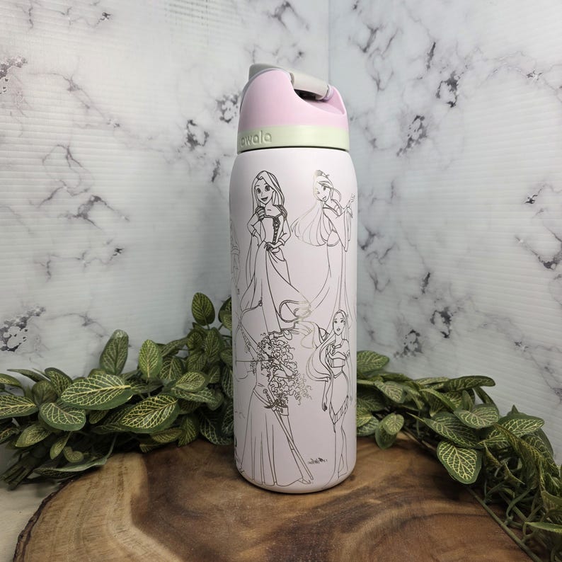 Princess Engraved Owala Tumbler, Fairytale Water Bottle, Laser Engraved Fantasy Character Cup imagem 4