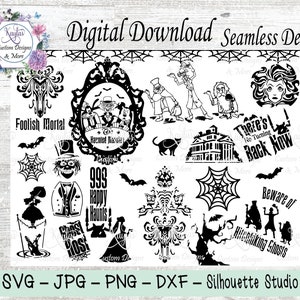Haunted Mansion 40 Unzen Trinkglas Vorlage, SVG, DXF, Laser Gravur Vorlage, Burst Vorlage, Trinkglas Vorlage, Zauberer Wrap, Halloween Tumbler