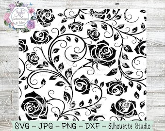 Rose Vines Tumbler Template: Burst Style SVG PNG (Digital Download)