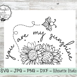 Tu es mon soleil, tournesols, abeille, SVG, PNG, sublimation, toboggan, fichiers numériques, Cricut Silhouette, modèle de coupe. Fichier de planche à découper