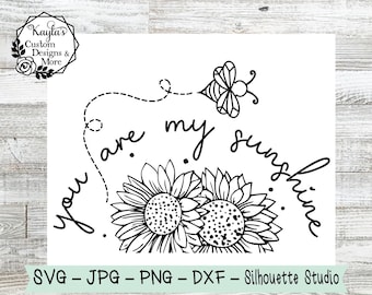Sunflower Bee SVG: You Are My Sunshine, Cricut-silhouet (digitale bestanden)