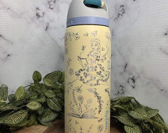 Princess Belle with Books Laser Engraved Owala Tumbler, Book Lover Gift, Personalized Water Bottle