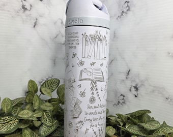 Engraved Owala Book Lover Tumbler Floral Reading Gift, Water Cup Reader Gift for Her