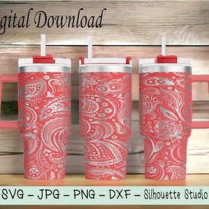 Paisley Tumbler Template, Any Size Tumbler, 40oz Tumbler Template, SVG, DXF, Laser Engrave Template, Burst Template, Double Sided Tape