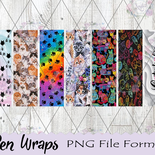 Cat Pen Wraps, Pet Pen Wraps, Crazy Cat Lady, Friend, Fur Baby, PNG, Printable Vinyl, Waterslide, Digital, Cricut, Silhouette, Ink Joy Pen