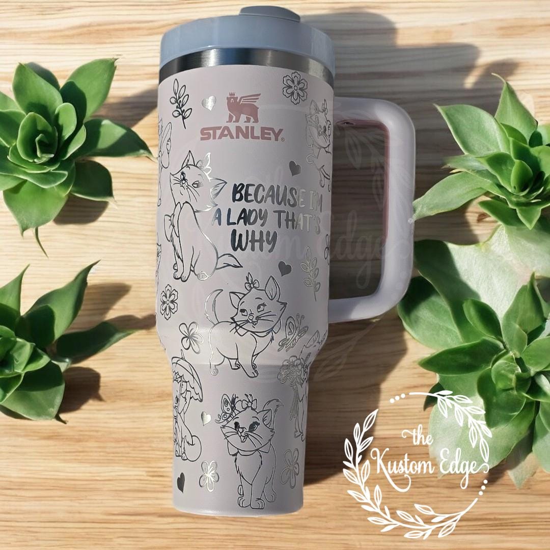Marie Sassy Princess Cat Laser Engraved Tumbler 40oz/30oz stainless steel name brand or generic, Personalized Tumbler Custom Made Tumbler