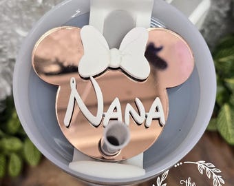 Personalized Mouse Ear Name Plate: Rose Gold Acrylic - For 30oz & 40oz Tumblers
