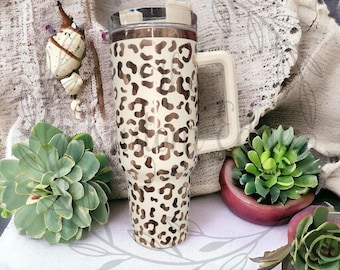 Leopard Animal Print Laser Engraved Tumbler 40oz/30oz Personalized Custom Made Cup