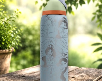 Princess Jasmine Engraved Owala Tumbler Floral Water Bottle Laser Engraved Stainless Steel Travel Cup