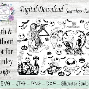 Alptraum-Halloween-Becher-Vorlage: SVG, Lasergravur, Burst (Digitaler Download)