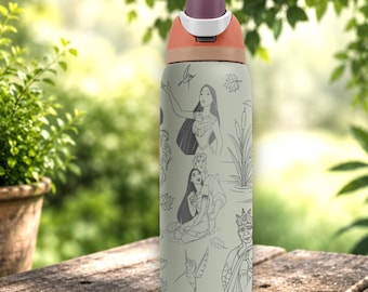 Nature Princess Engraved Tumbler, Custom Water Bottle, Woodland Nature Character Gift, Storybook Travel Cup