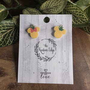 Pineapple Mouse Stud Earrings, Tropical Fruit Jewelry, Summer Accessories, Lightweight Hypoallergenic Stainless Steel