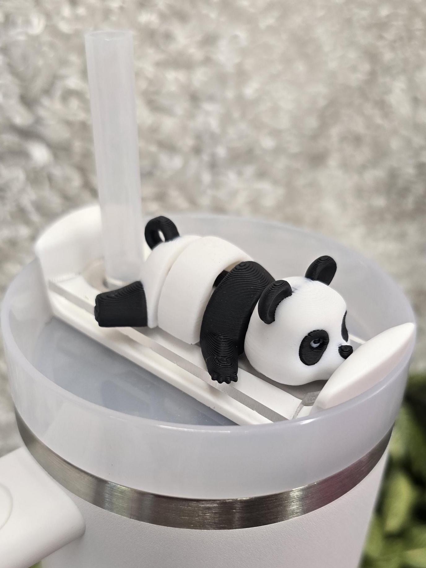 Panda Bear Stanley Topper, 3D Printed Tumbler Topper, 30oz, 40oz Tumblers Custom Made, Cute Accessory, Decorate Your Stanley, Panda Gift