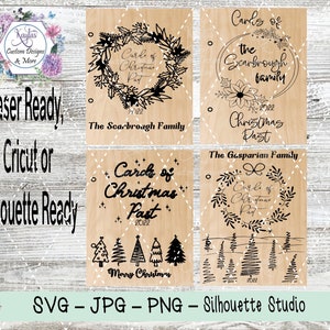 Kaarten van Kerstmis verleden sjabloonbundel, laserklare bestanden, SVG, PNG-silhouet, Cricut-bestanden, digitale download, gegraveerde bestanden, aandenken