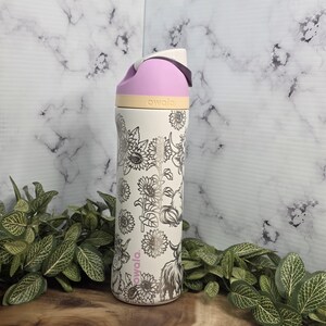 Farm animal sunflower Owala bottle engraved design