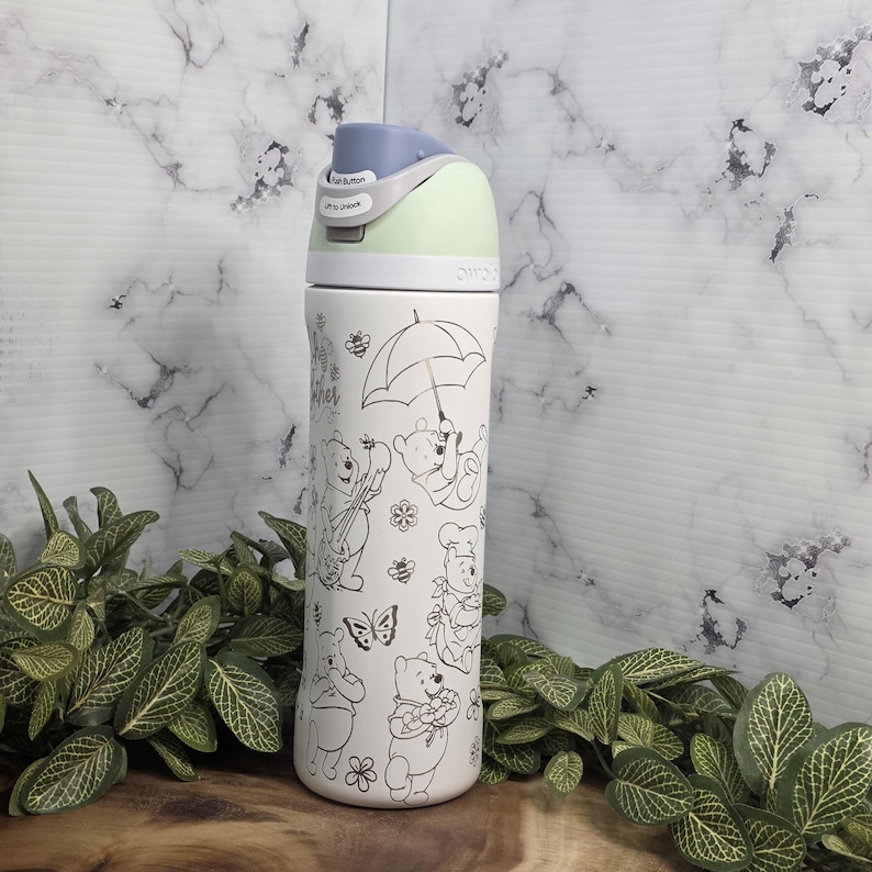 Winnie the Pooh Laser Engraved Owala Tumbler Personalized Stainless Steel Water Bottle image 8