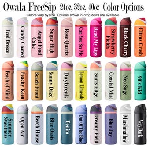 a collection of 24 colorful spray bottles, each with a different flavor or scent, arranged in a grid-like pattern.