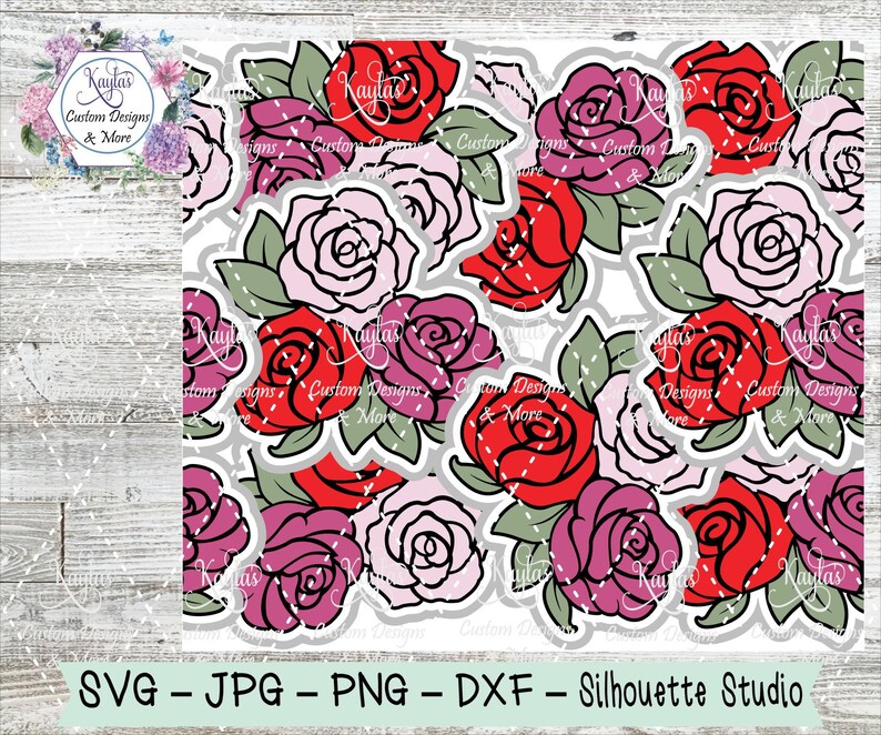 Roses Burst Tumbler Template Double Sided Tape SVG DXF Etsy