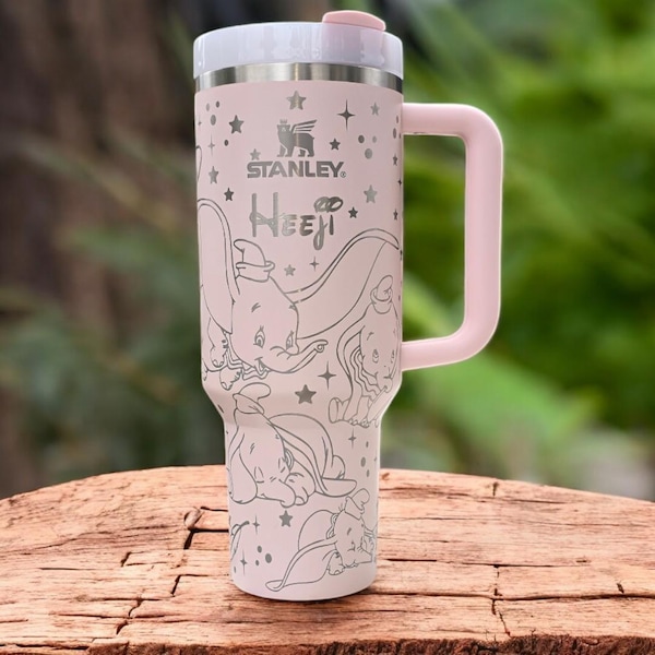 Dumbo Elephant Engraved Tumbler 40oz/30oz Stainless Steel Tumbler, Personalized Custom Made