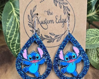 Maschen Ohrringe: Glitter Acryl, Edelstahl, Experiment 626