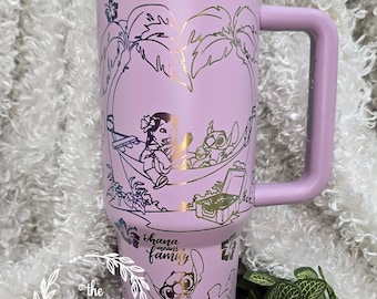 Tropical Alien Ohana Tumbler: 30oz/40oz Personalized Stainless Steel Water Bottle