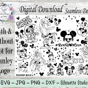 Close-up of classic Mickey Mouse design Tumbler Template design detail, an SVG/DXF digital download.
