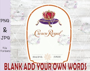 Crown Royal Caramel Blank Label, PNG, Sublimation, Waterslide, Digital Files, Great for Tumblers, Labels, Birthdays, Cricut, Silhouette