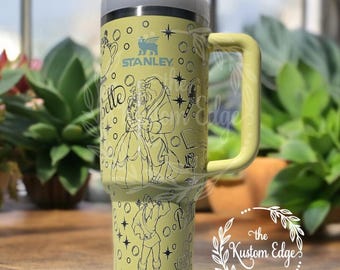 Beauty & The Beast Theme Laser Engraved Tumbler 40oz/30oz Personalized Custom Made Belle Cup