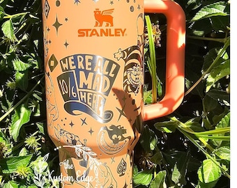 Alice in Wonderland Engraved Tumbler: 'We Are All Mad Here' Stainless Steel Cup
