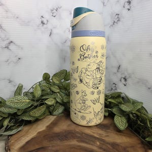 Winnie the Pooh Laser Engraved Owala Tumbler Personalized Stainless Steel Water Bottle image 2