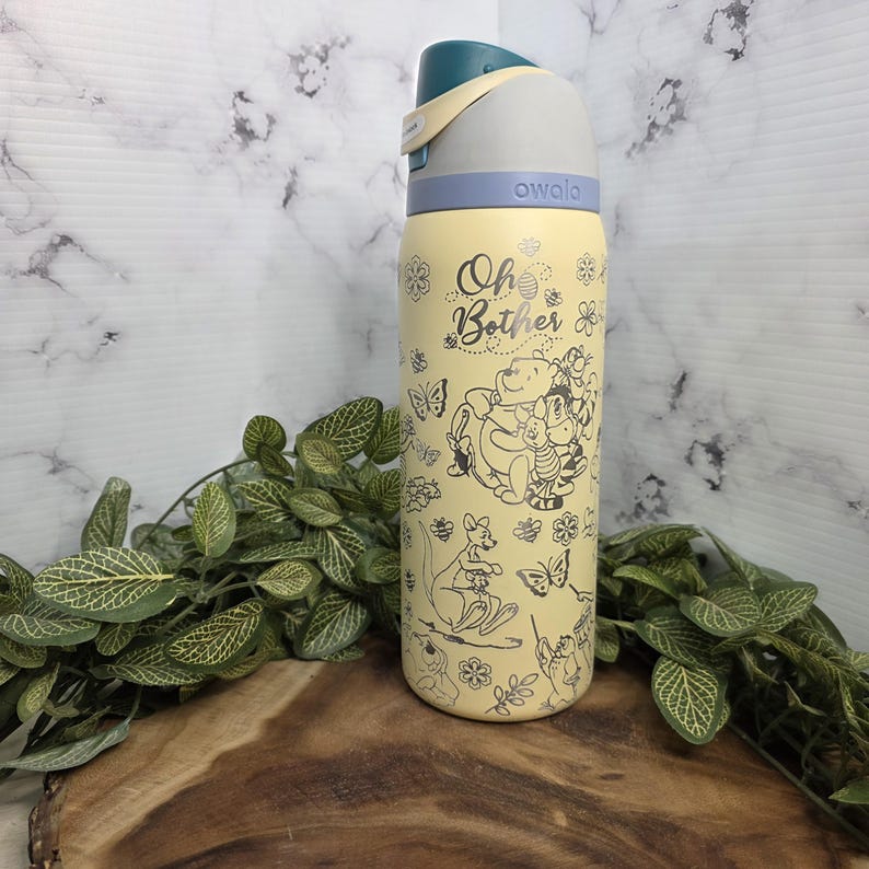 Winnie the Pooh Laser Engraved Owala Tumbler Personalized Stainless Steel Water Bottle image 2