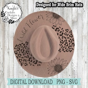 Leopard Floral Hat Burning Design: Western Laser Engraving (Digital File)
