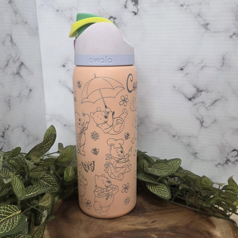 Winnie the Pooh Laser Engraved Owala Tumbler Personalized Stainless Steel Water Bottle image 11