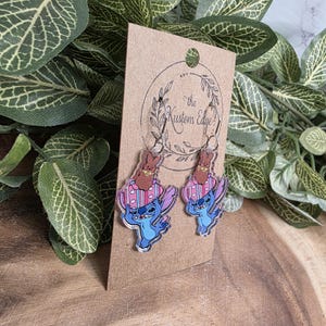 stitch Blue character spring holiday acrylic earrings