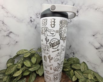 Cars Characters Laser Engraved Owala Tumbler, Tow-Mater, Lightening McQueen Custom Made Cup