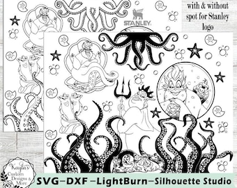 Ursula Sea Witch Stanley 40oz Template: SVG DXF Laser Engrave