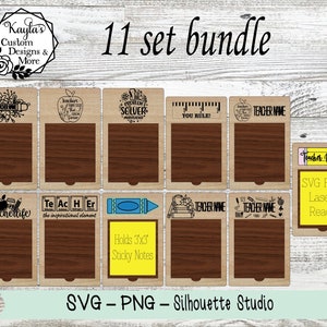 Porte-bloc-notes enseignant, SVG, fichiers prêts à être découpés au laser, numérique, Glowforge, Silhouette, modèle de coupe, cadeau de bureau personnalisé pour enseignant