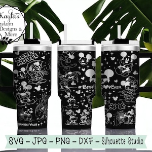 Classic Mickey Mouse design Tumbler Template shown wrapped on a 40oz cup, an SVG/DXF digital download.