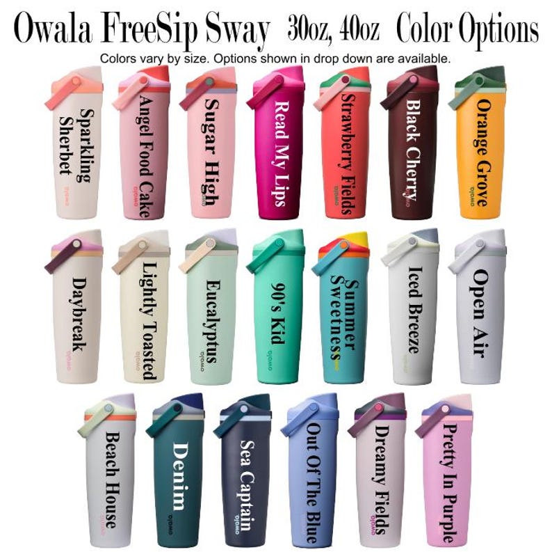 a collection of colorful reusable water bottles, each with a unique design and color.