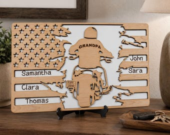 Personalized Motorcycle Family Sign, Custom Biker Name Plaque, Rustic Gift, Motorcycle Wall Decor