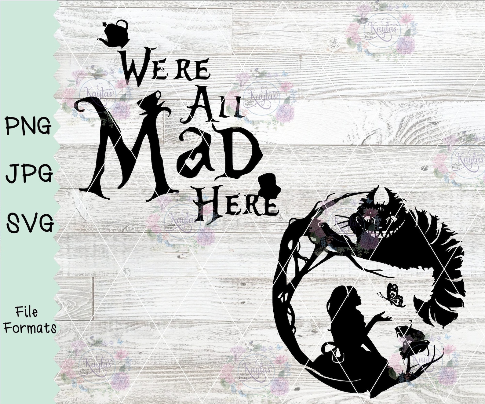 Adesivo Vinile 'We're All Mad Here' Alice Nel Paese Delle Meraviglie Per Auto/finestra/parete