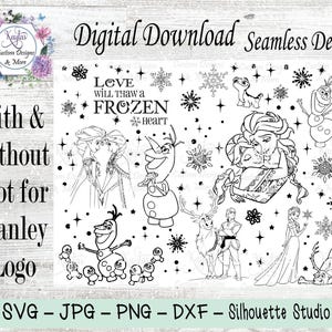 Frozen Tumbler Template: Ana, Elsa, Olaf, Kristoff (SVG, DXF) (Digital Download)