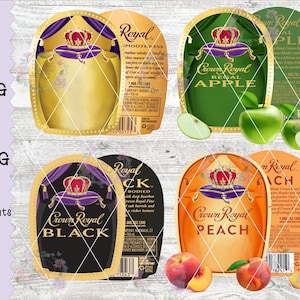 Crown Royal Blank Bundle, PNG, Sublimation, Waterslide, Digital Files, Great for Tumblers, Labels, Birthdays, Apple, Peach, Black