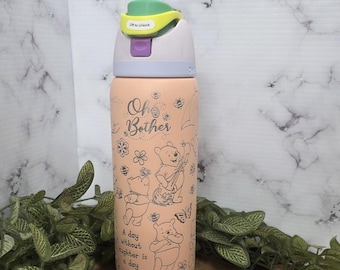Pooh Bear Laser Engraved Owala Tumbler Custom Stainless Steel Water Bottle, Winnie The Pooh