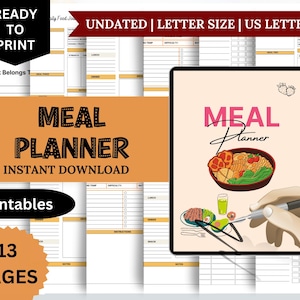 Meal Planner Printable, Grocery List, Weekly Menu, Healthy Eating Plan, Printable Fitness Planner, Diet Weight Loss