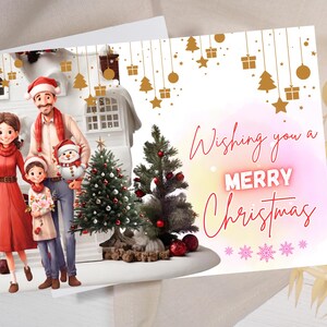 Merry Christmas Card Printable, Merry Christmas Greeting Card Template, Instant Download Christmas Card, Editable Xmas Cards