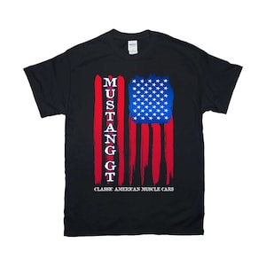 Ford Mustang GT Vertical T-Shirt Muscle Car Flag Vertical T-Shirt, , Gildan Unisex T-Shirt, 8 Colors sm-4xl, Printed in USA